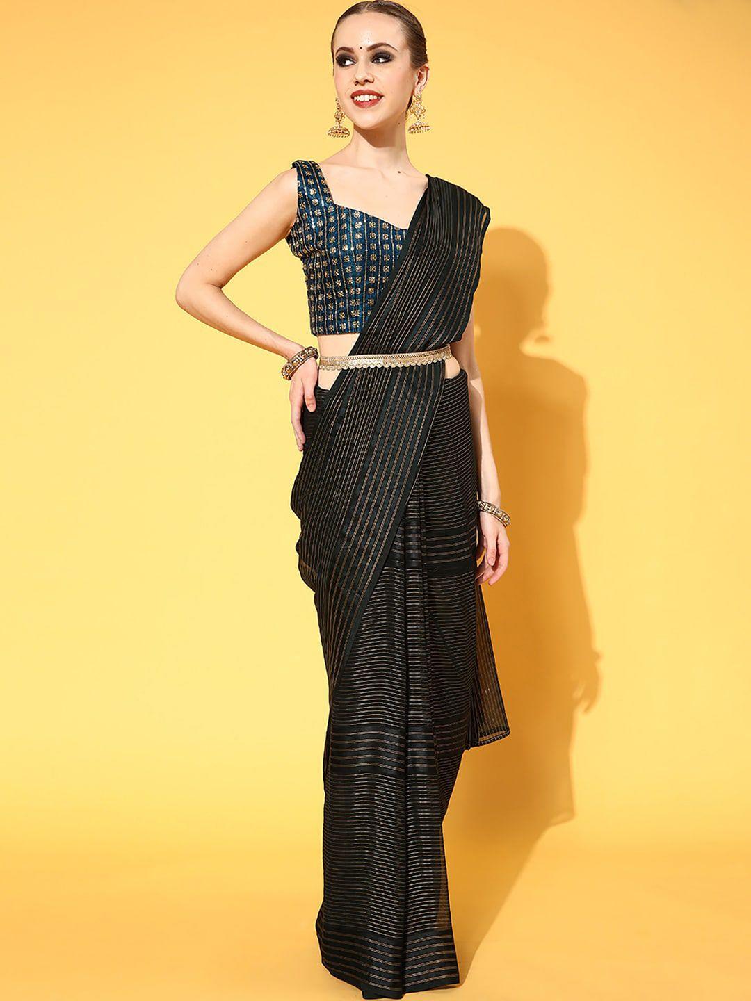 mitera striped poly georgette saree