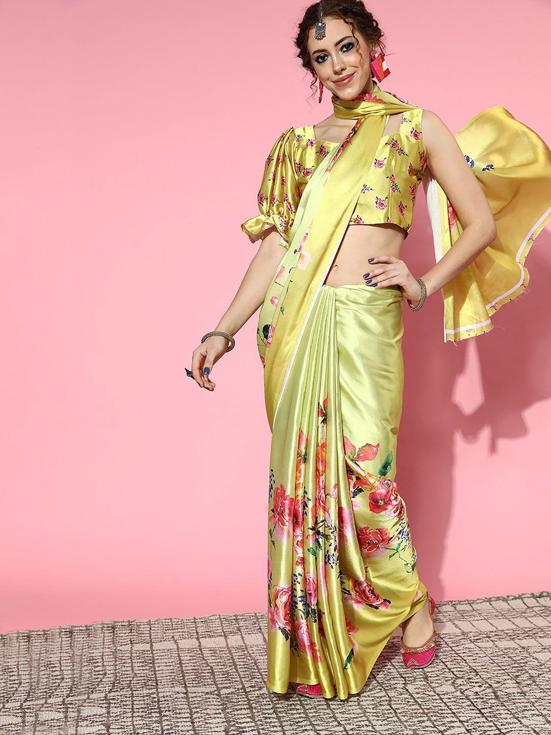 mitera floral digital printed saree