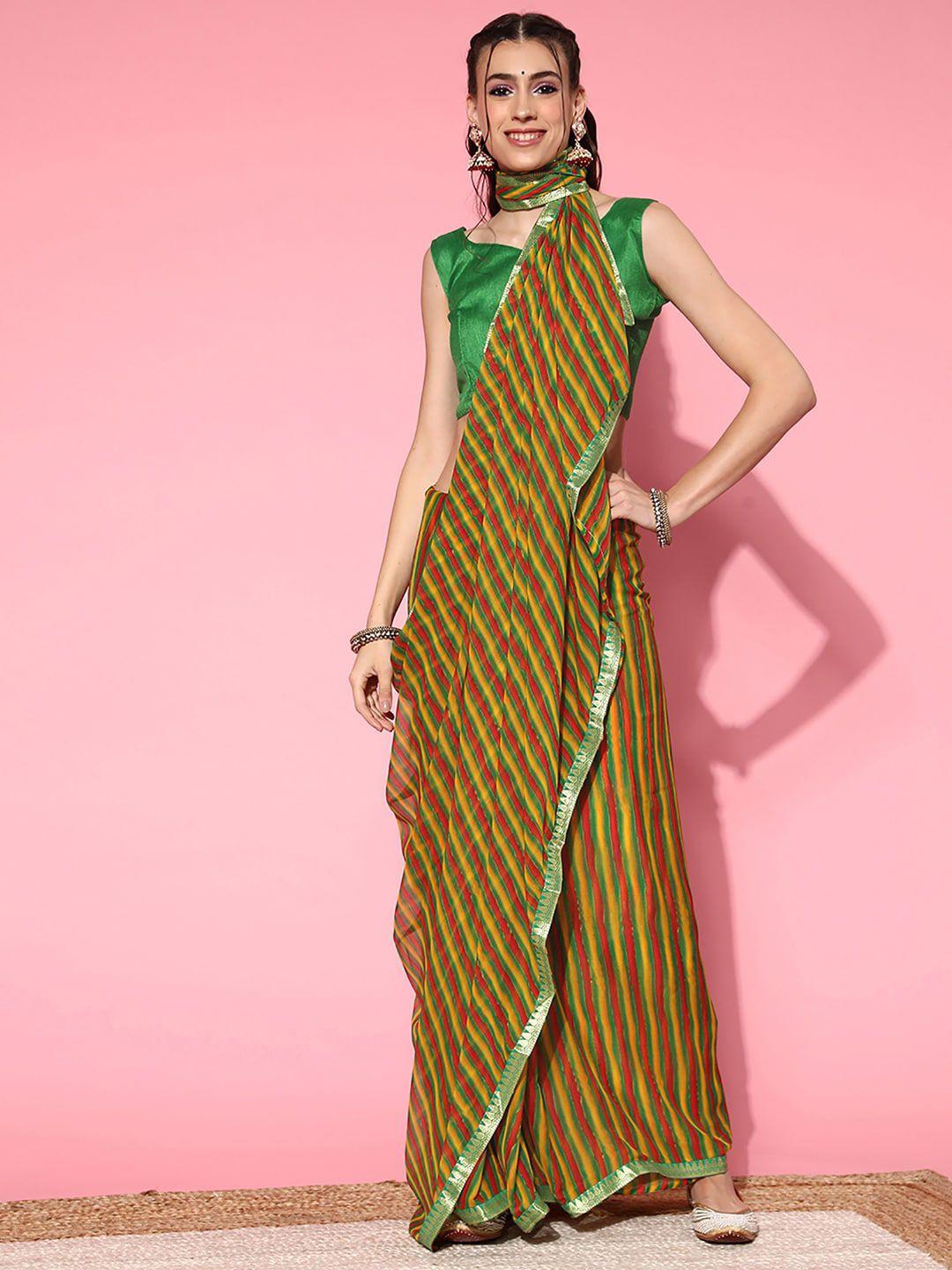 mitera printed zari leheriya saree