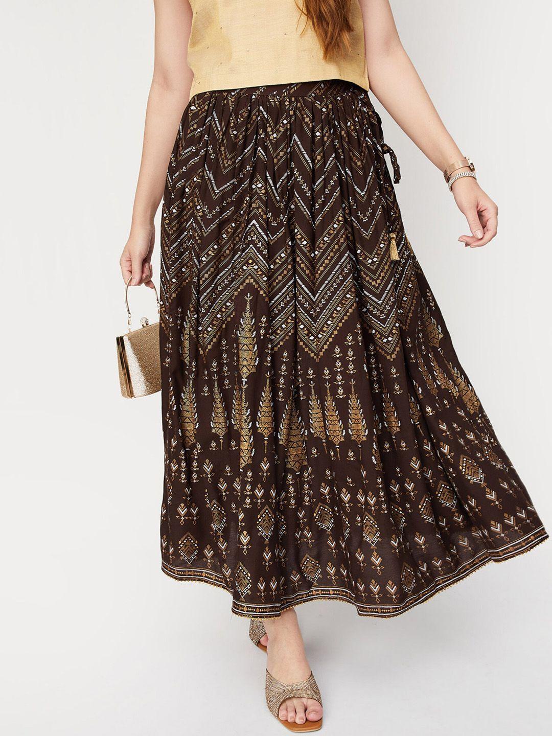 max printed maxi flared skirts