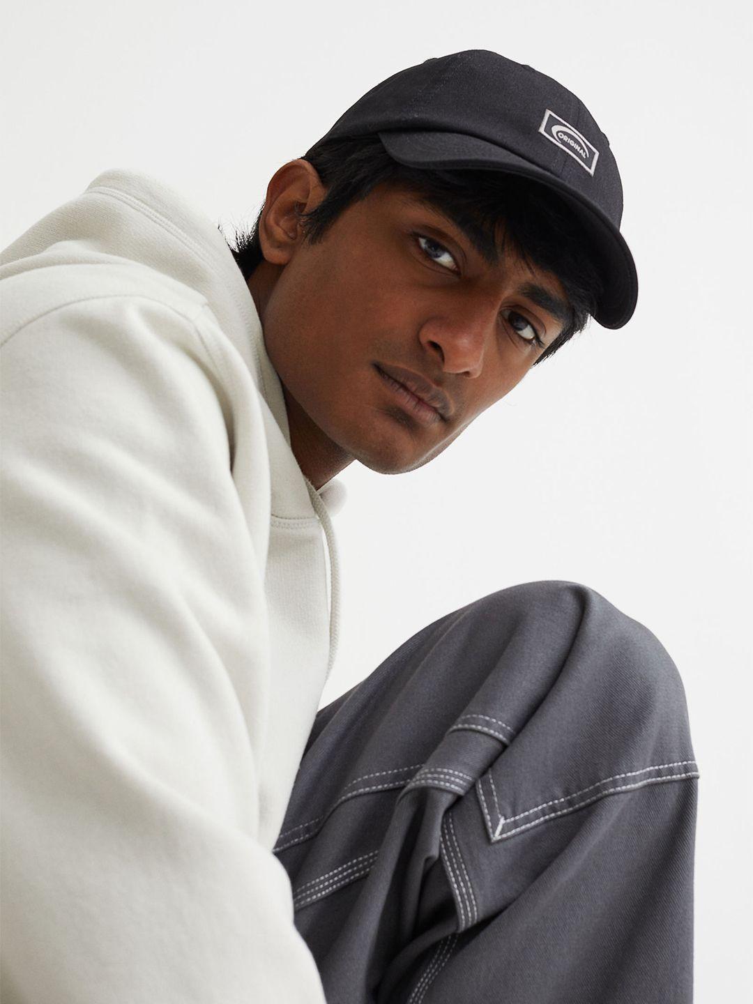 h&m embroidered-motif pure cotton cap