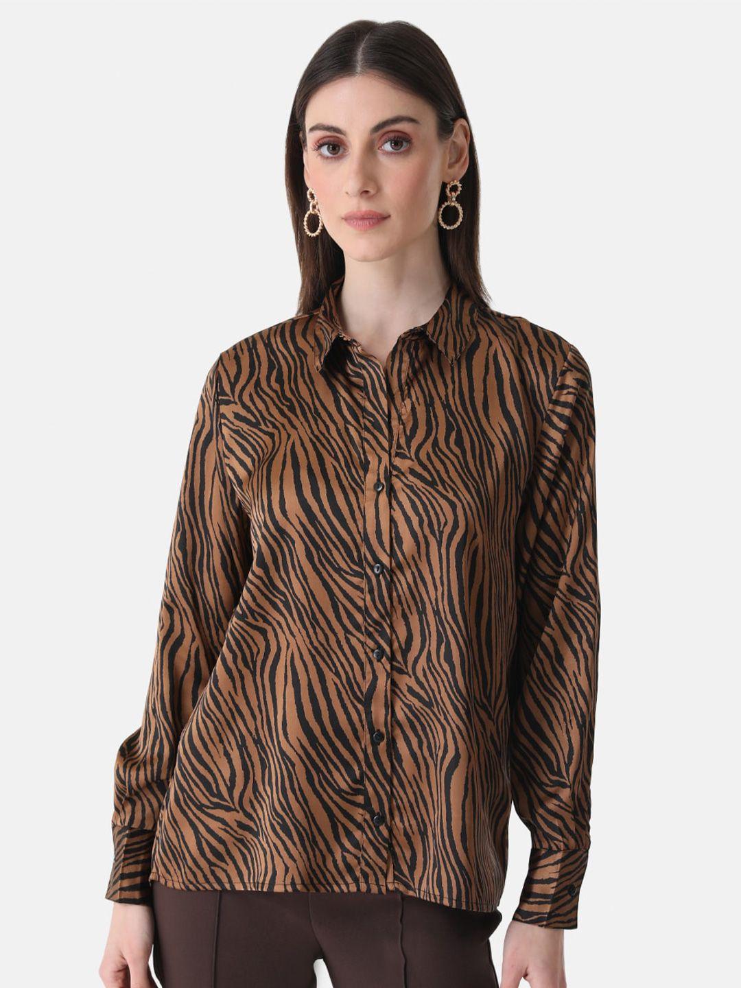 kazo animal printed satin casual shirt