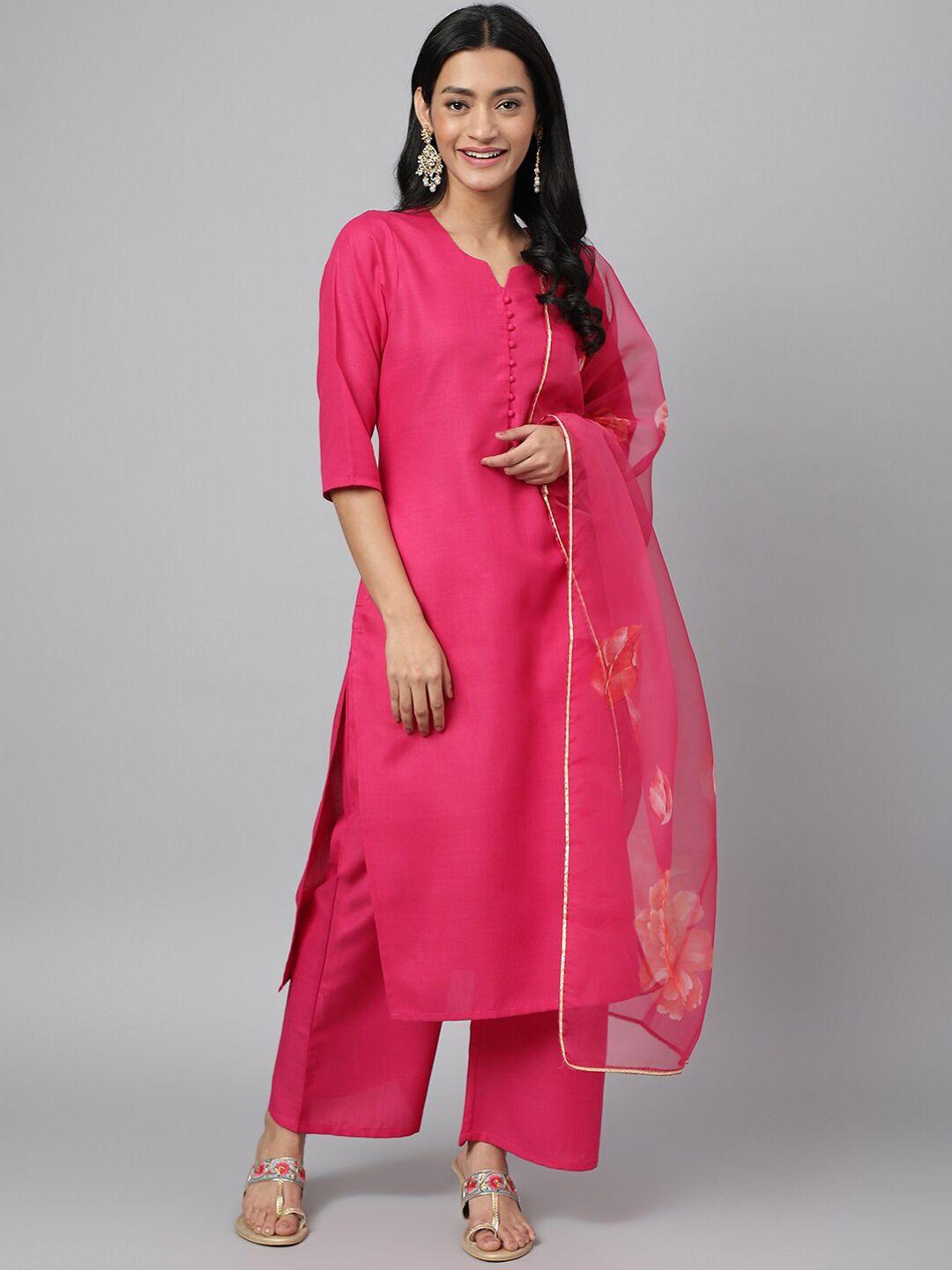 ratan notch neck kurta with palazzos & dupatta