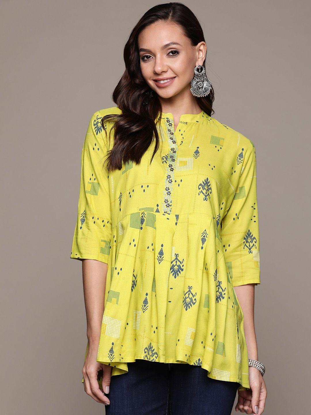 anubhutee ethnic motifs printed empire kurti