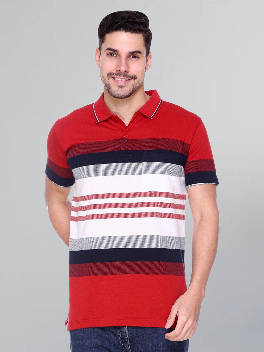 godfrey striped rapid-dry polo collar cotton t-shirt