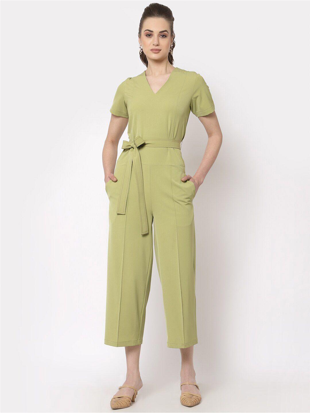 office & you v-neck belted basic jumpsuit