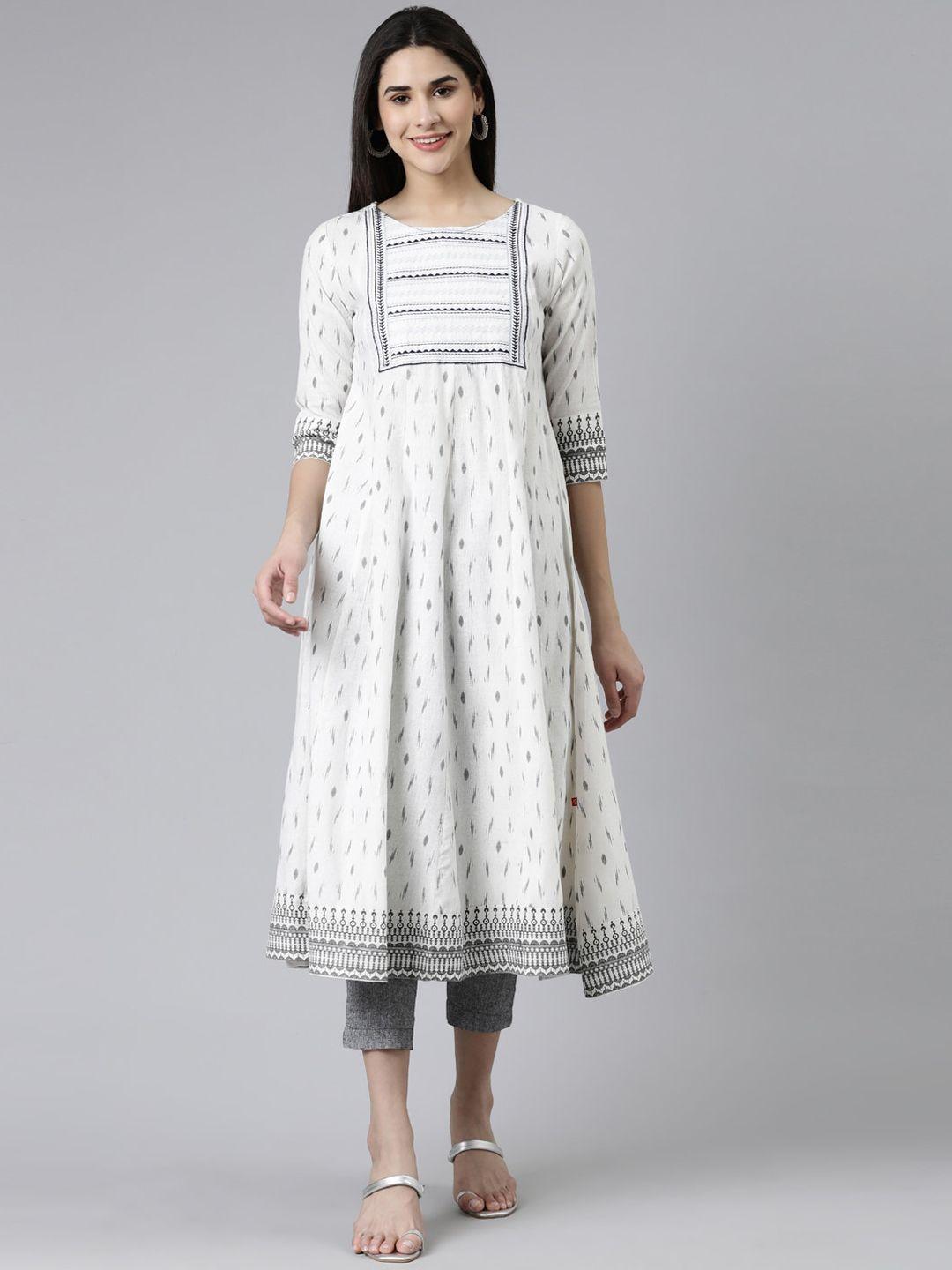 marcia embroidered pure cotton a-line kurta