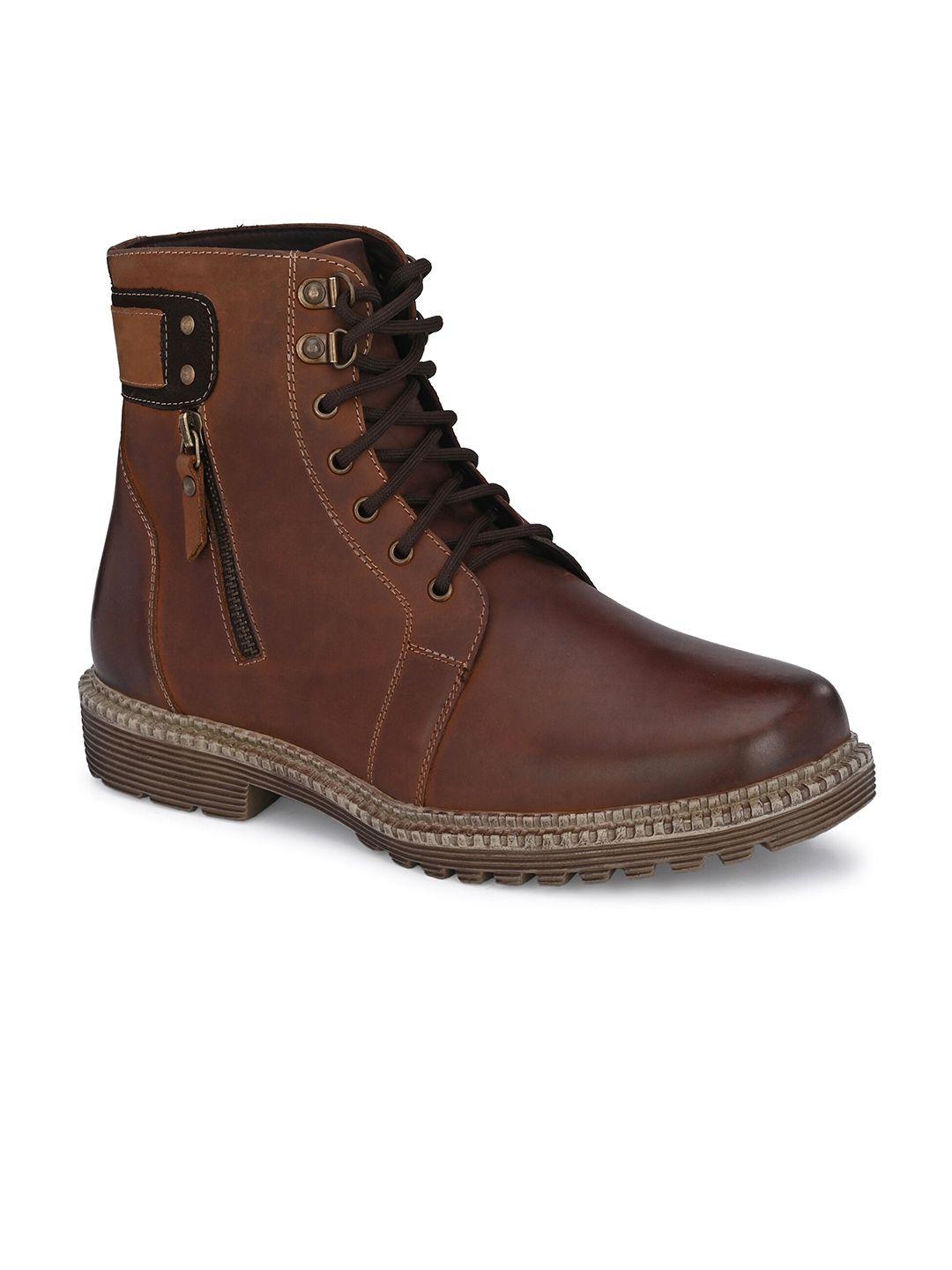 harrytech london men mid-top leather biker boots