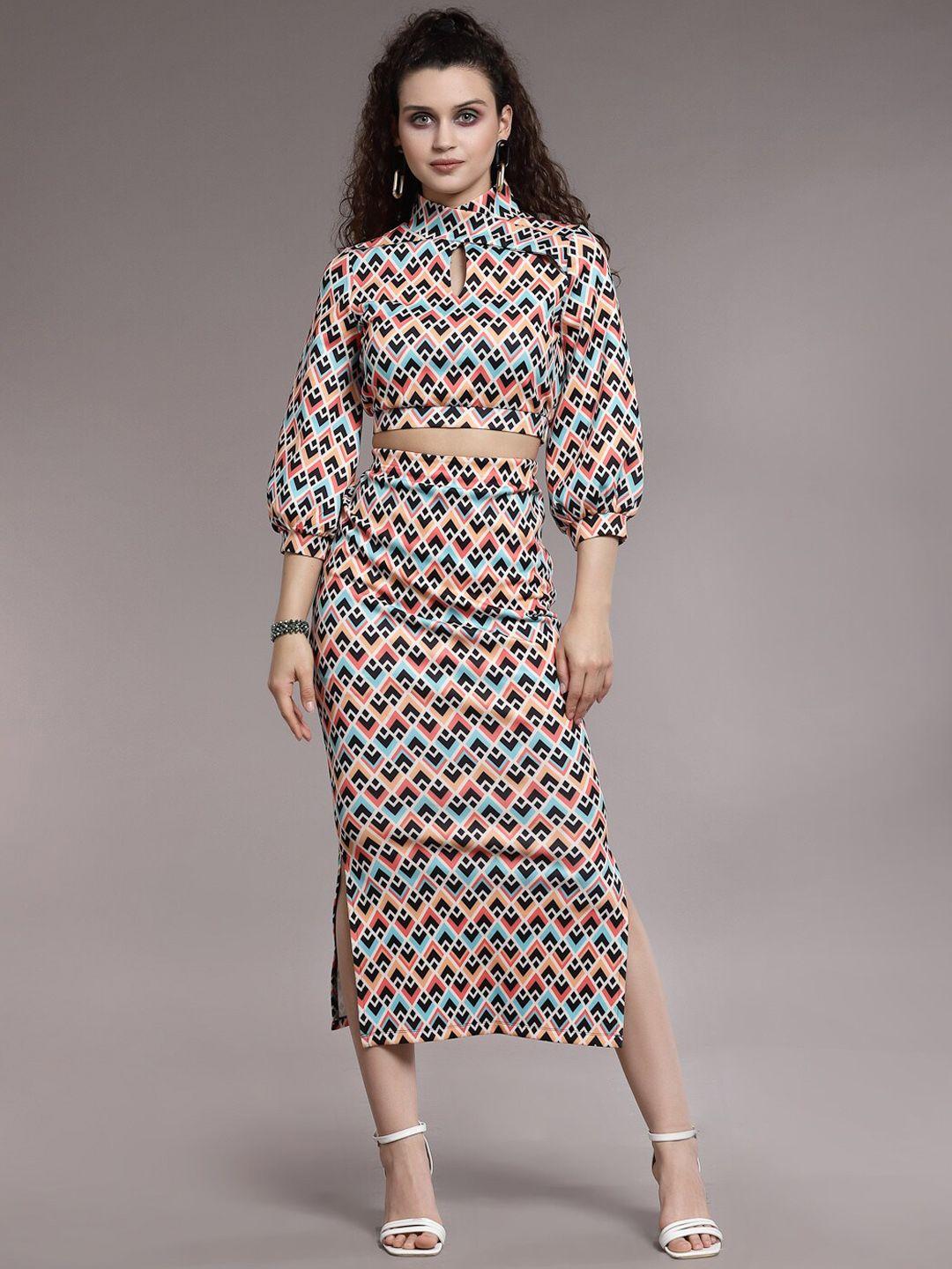 kassually printed top with skirt co-ords set