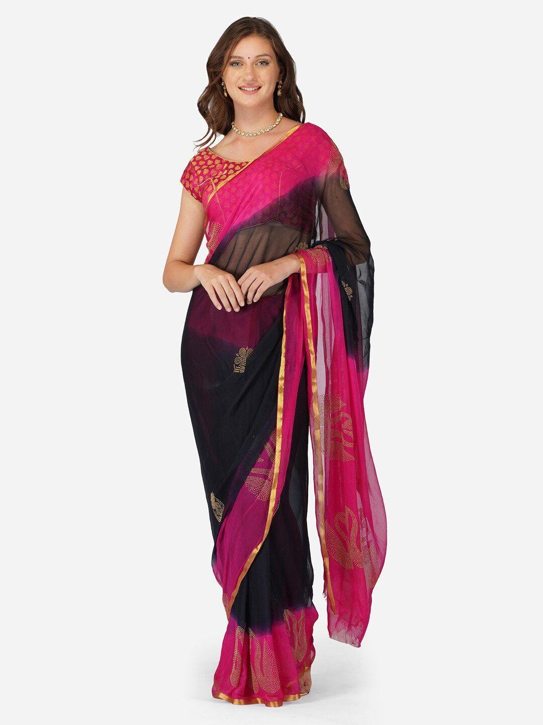 clafoutis embellished zari pure chiffon saree