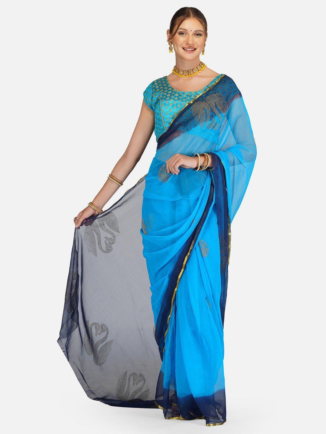 clafoutis embellished zari pure chiffon saree