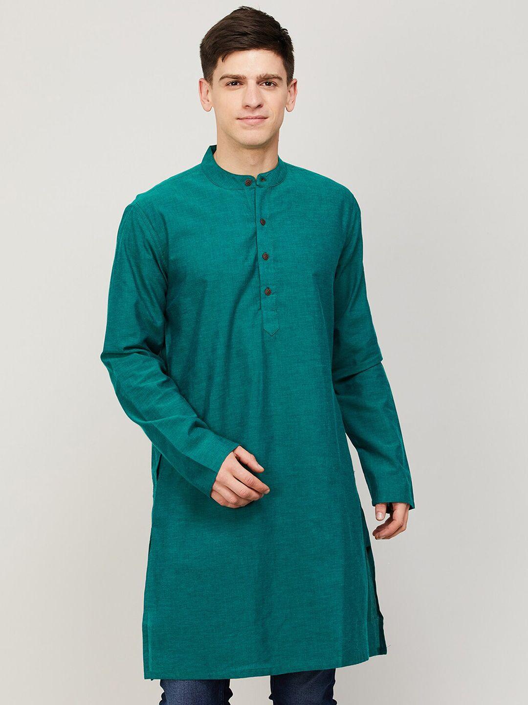 melange by lifestyle men mandarin collar cotton kurta