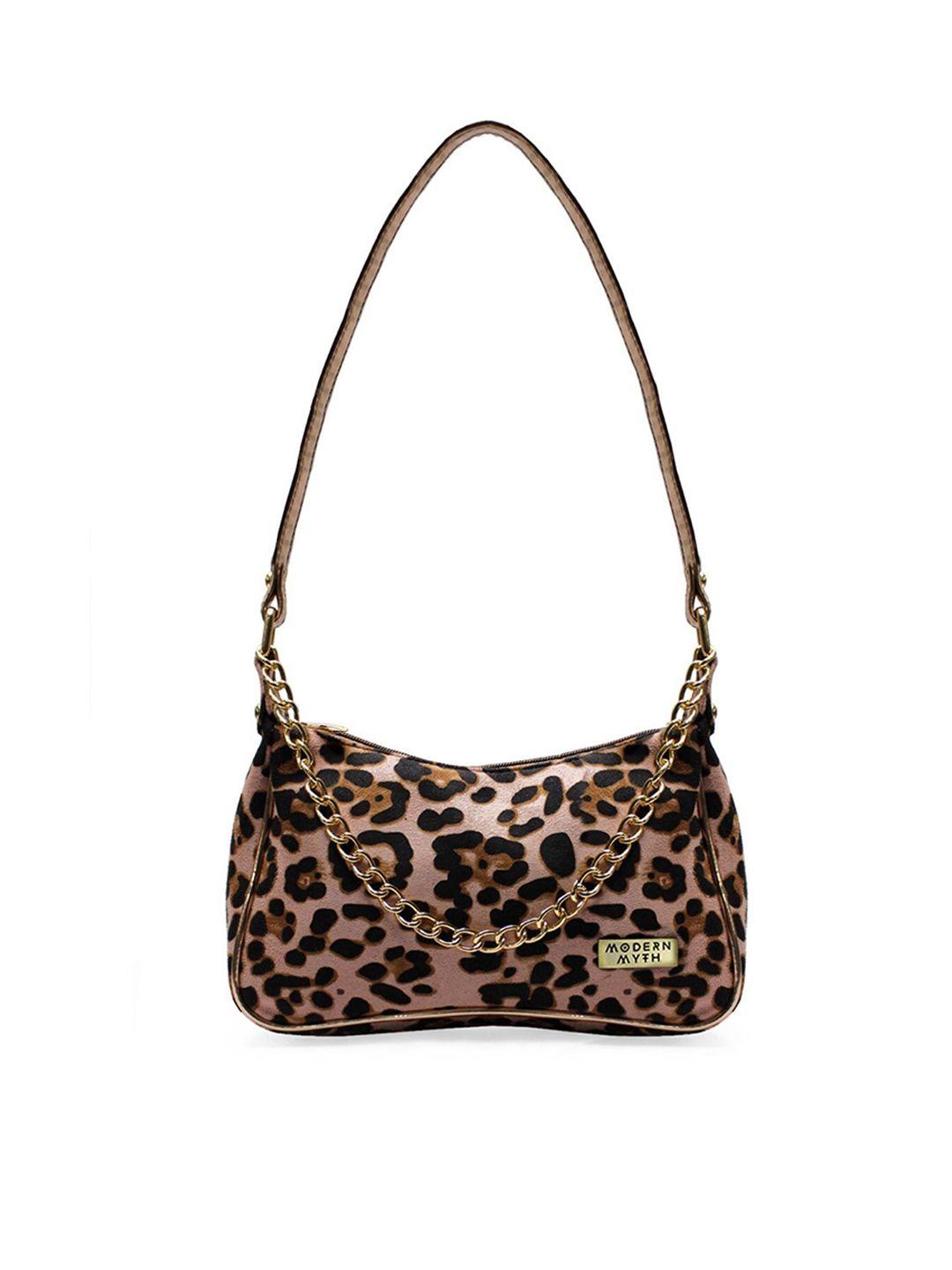 modern myth animal printed structured shoulder bag with quilted