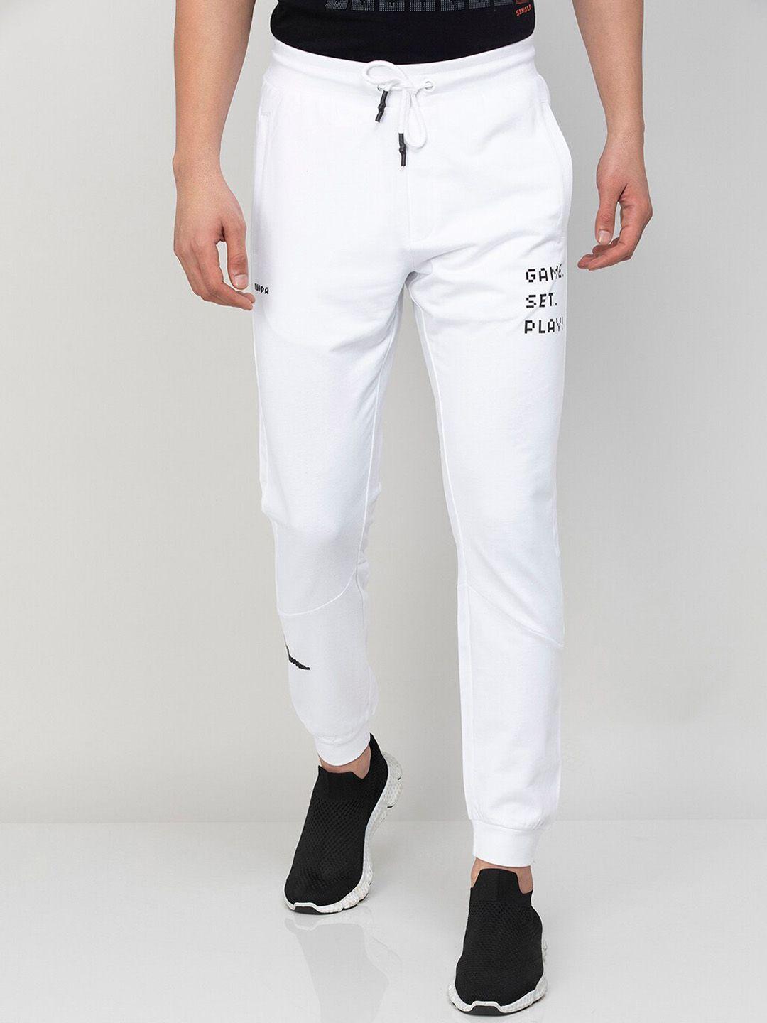 kappa men regular fit mid-rise cotton joggers