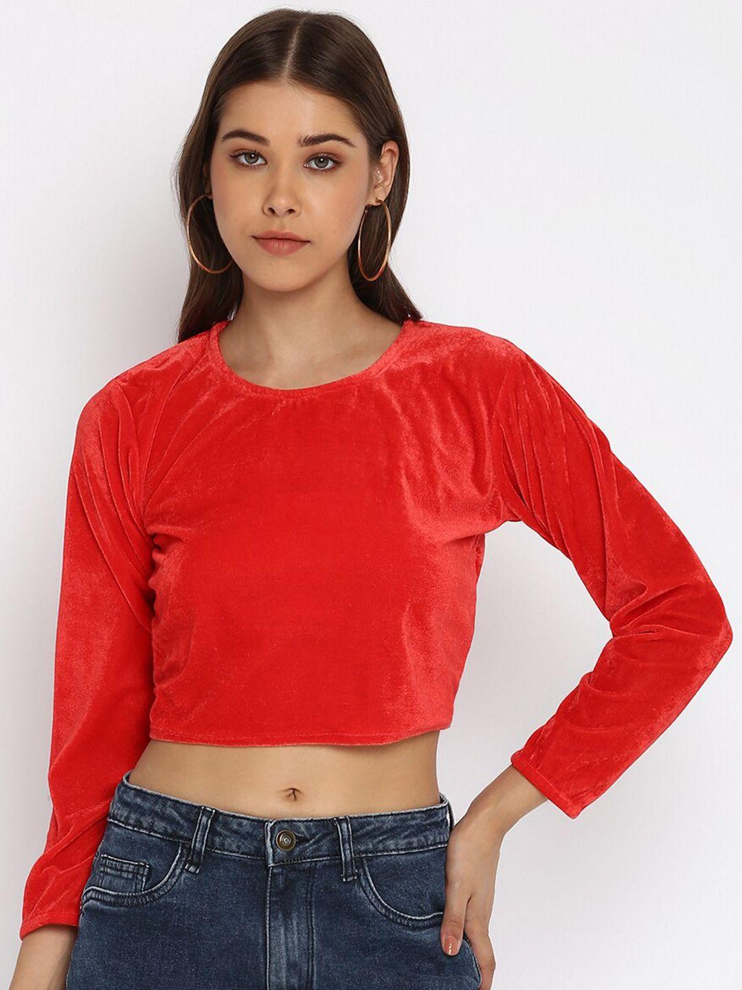 mayra long sleeves velvet crop top