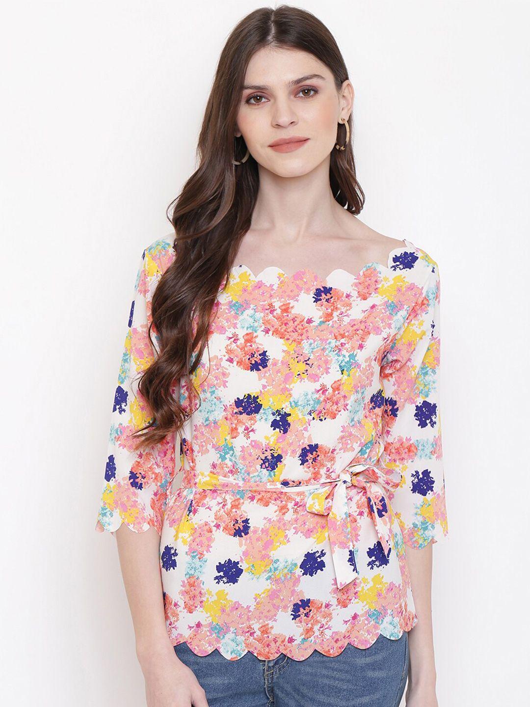 mayra floral print boat neck top