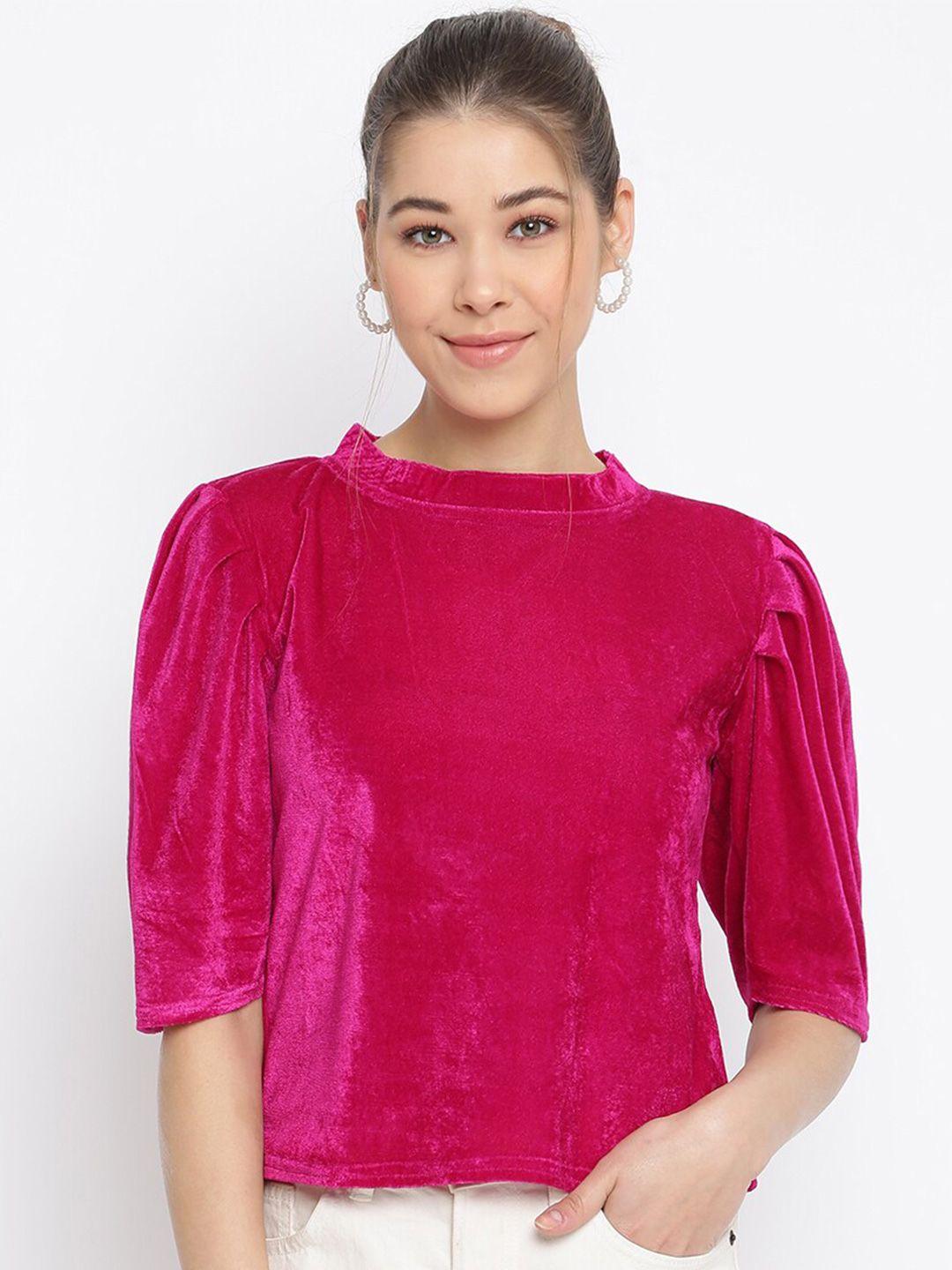 mayra high neck puff sleeves velvet top