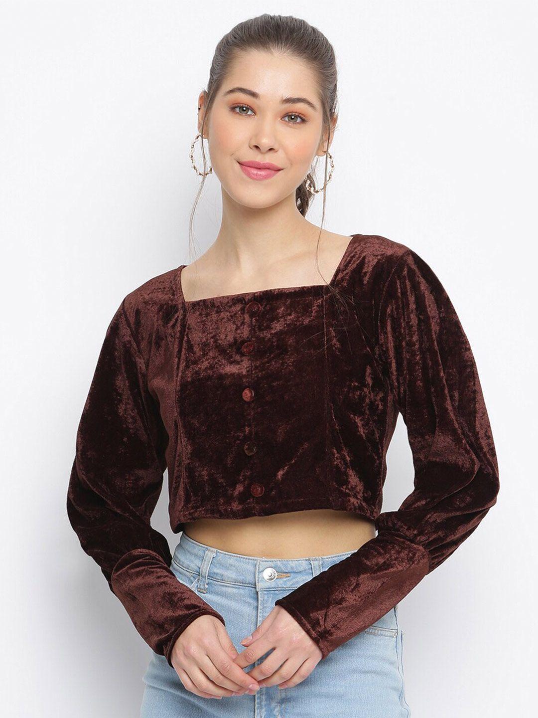 mayra square neck velvet crop top