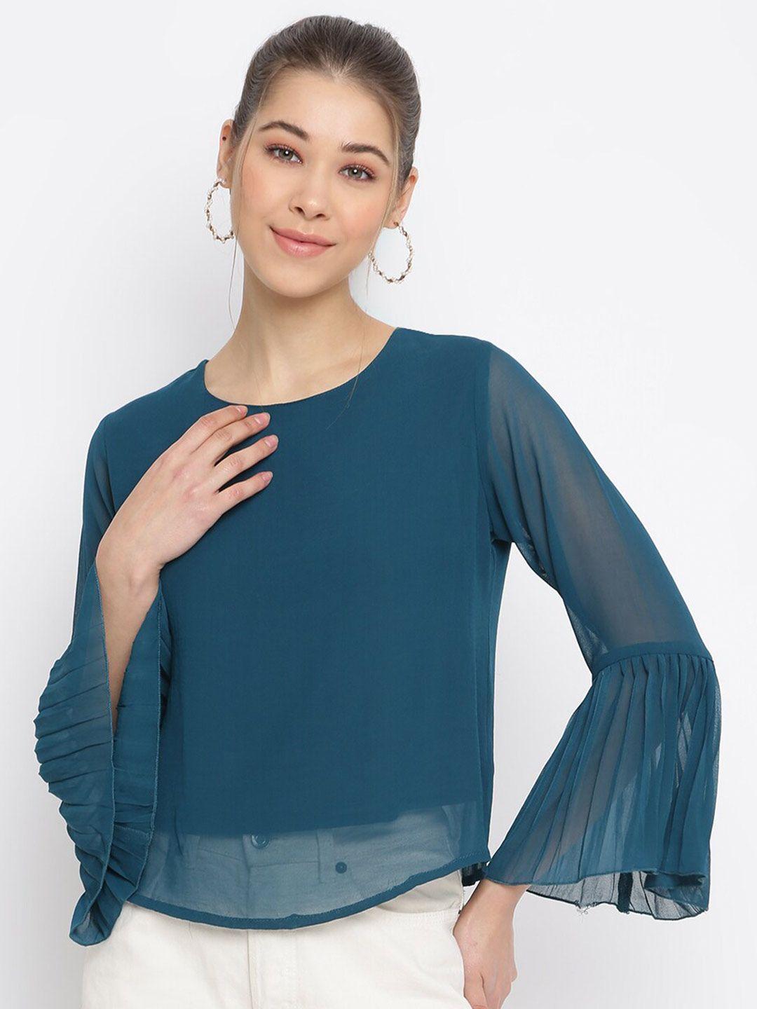 mayra round neck bell sleeves georgette top