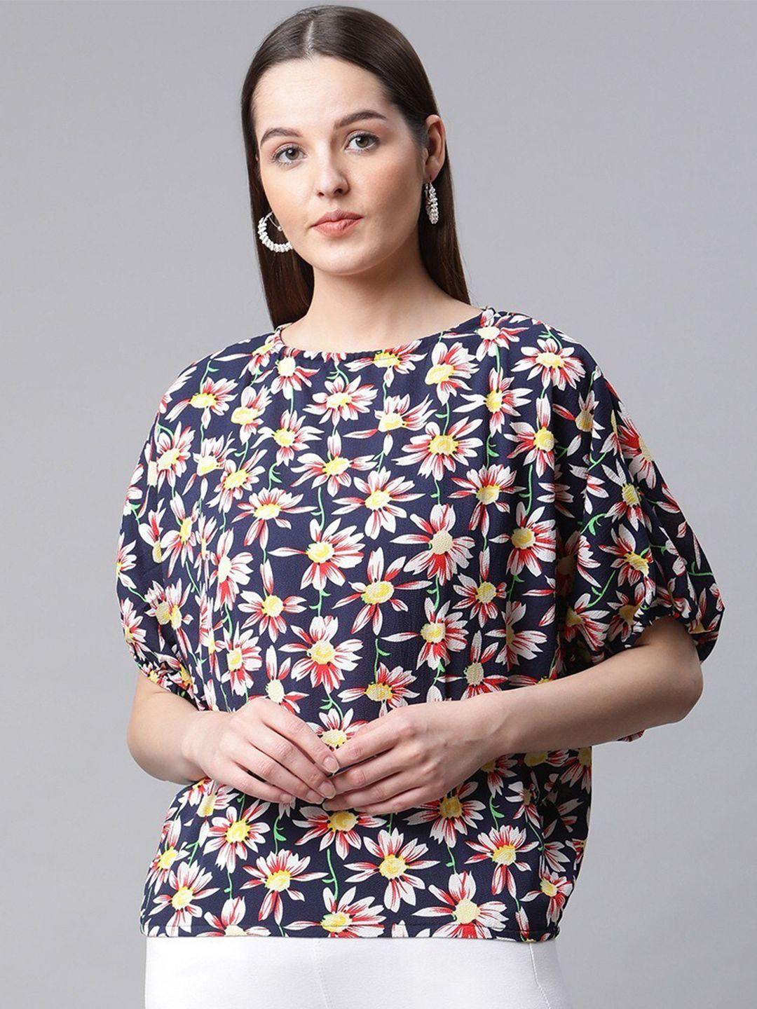 rivi floral printed puff sleeves top