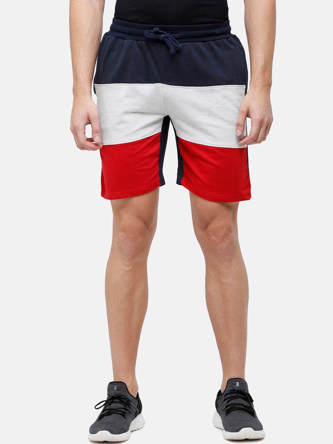 madsto men colourblocked pure cotton sports shorts