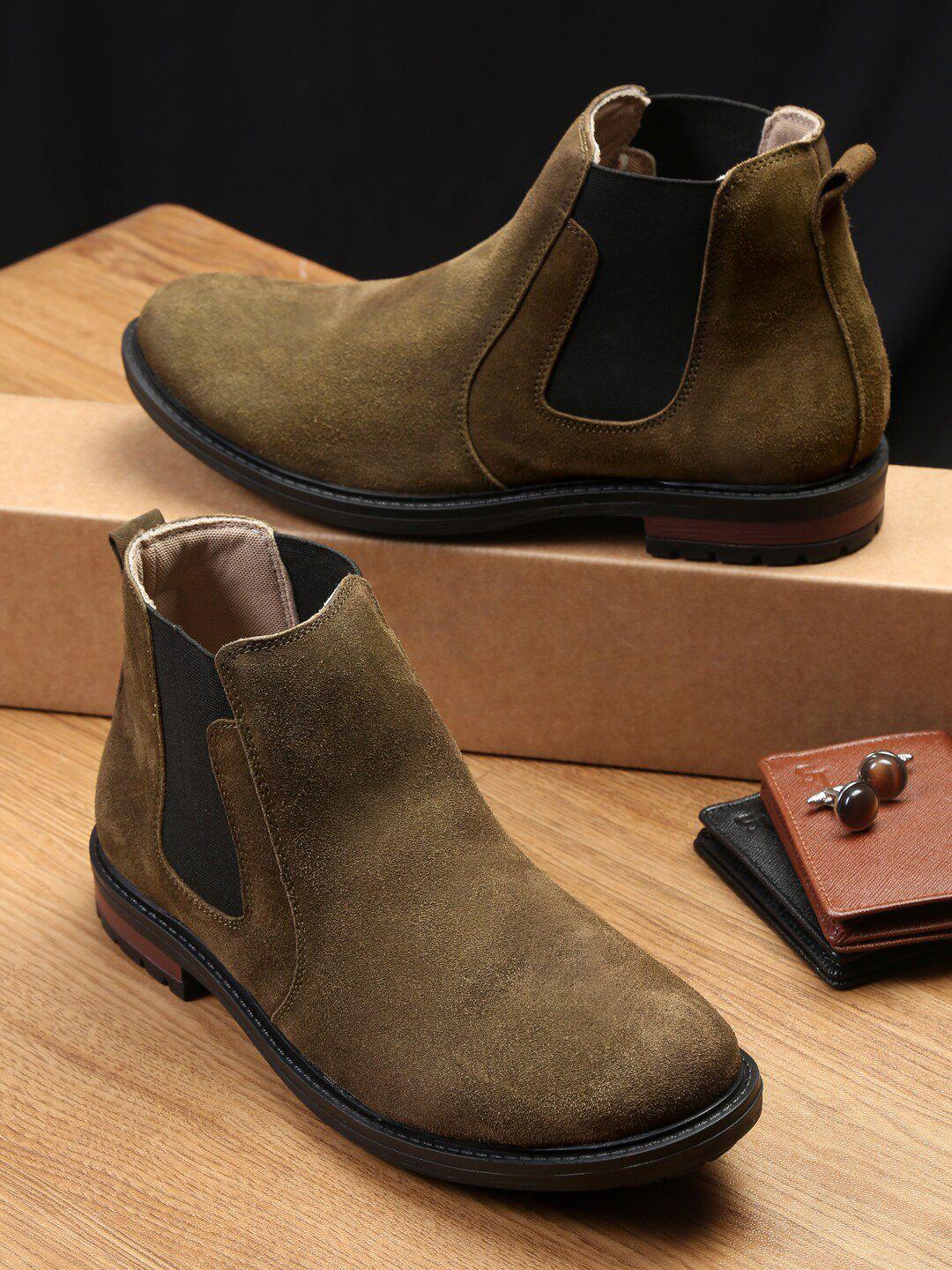 louis stitch men mid top suede leather chelsea boots