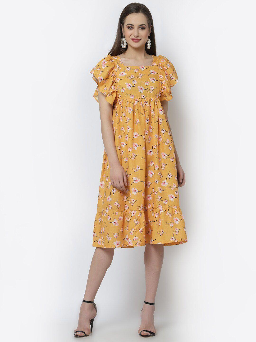 altiven flutter sleeves floral printed dress