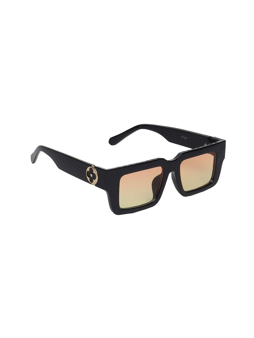 swiss design unisex yellow lens & black square sunglasses with uv protected lens