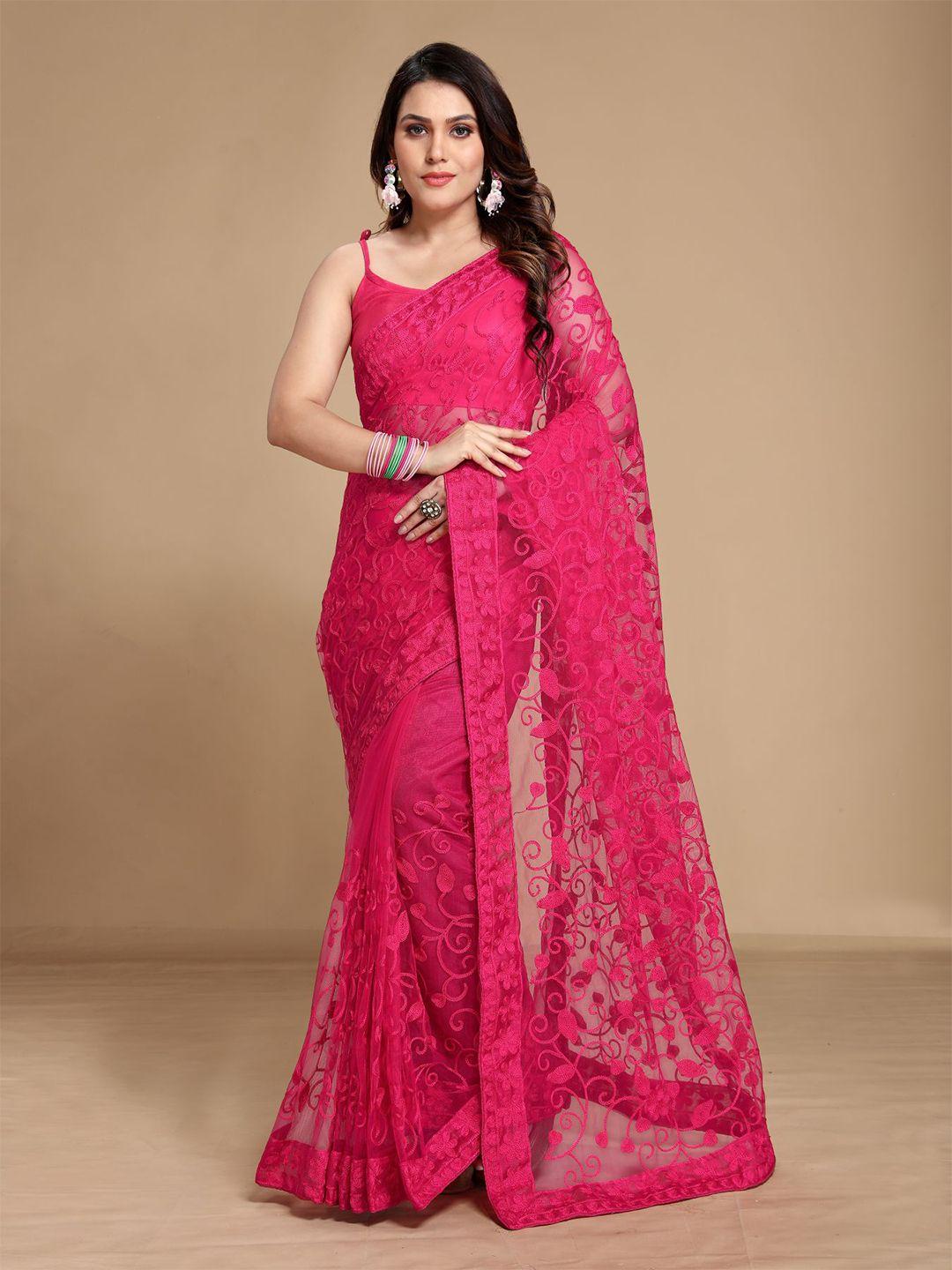 vairagee sheer embroidered soft net saree