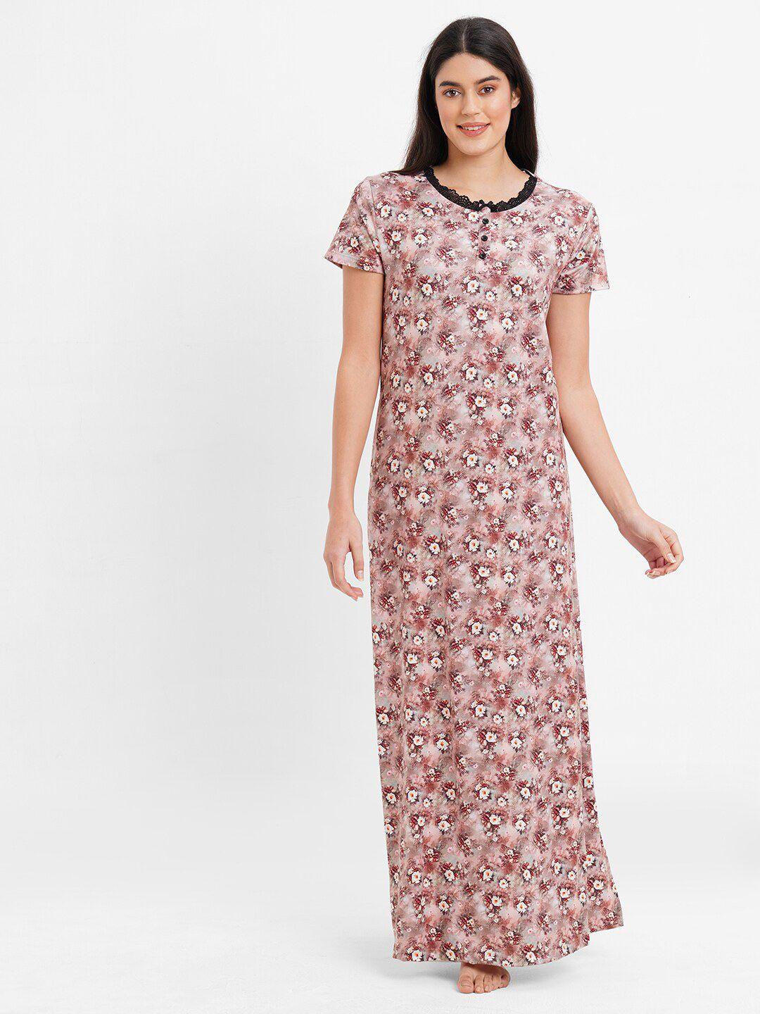 sweet dreams floral printed pure cotton maxi nightdress