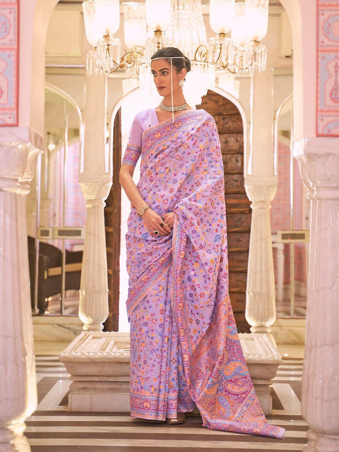 mitera floral woven design zari pure silk saree