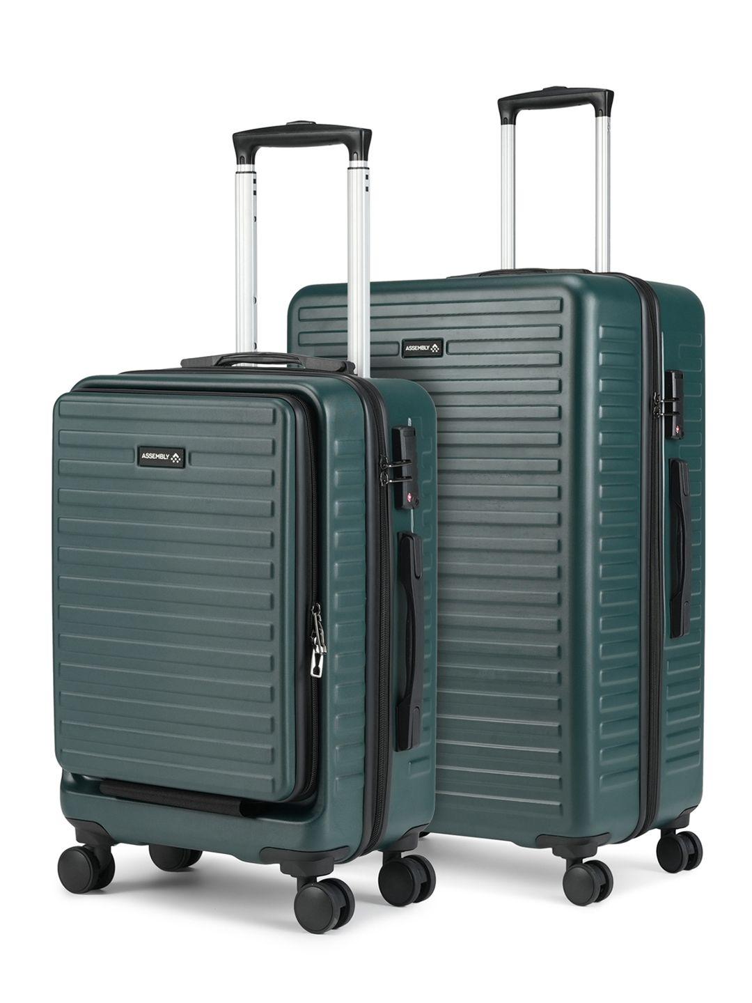 assembly set of 2 textured hard cabin-sized & medium-sized trolley bags 42l & 67l