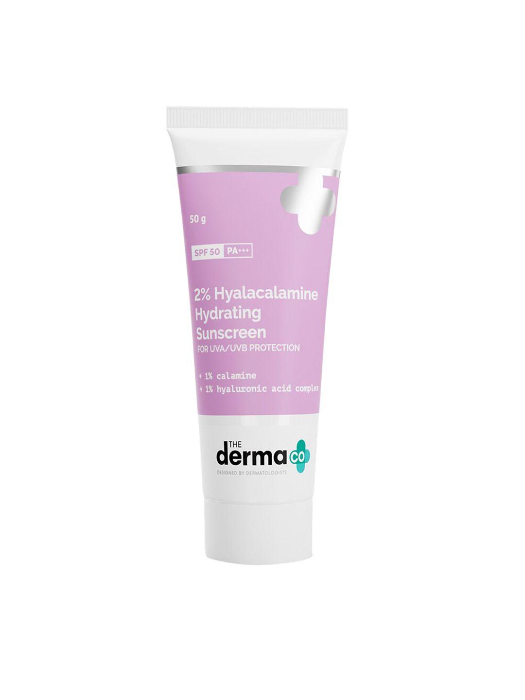 the derma co. 2% hyalacalamine hydrating sunscreen spf50 & pa+++ - 50g