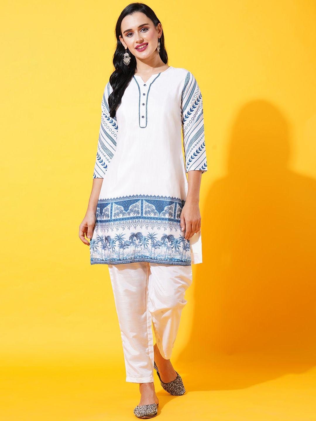 heeposh printed kurta with trousers & dupatta