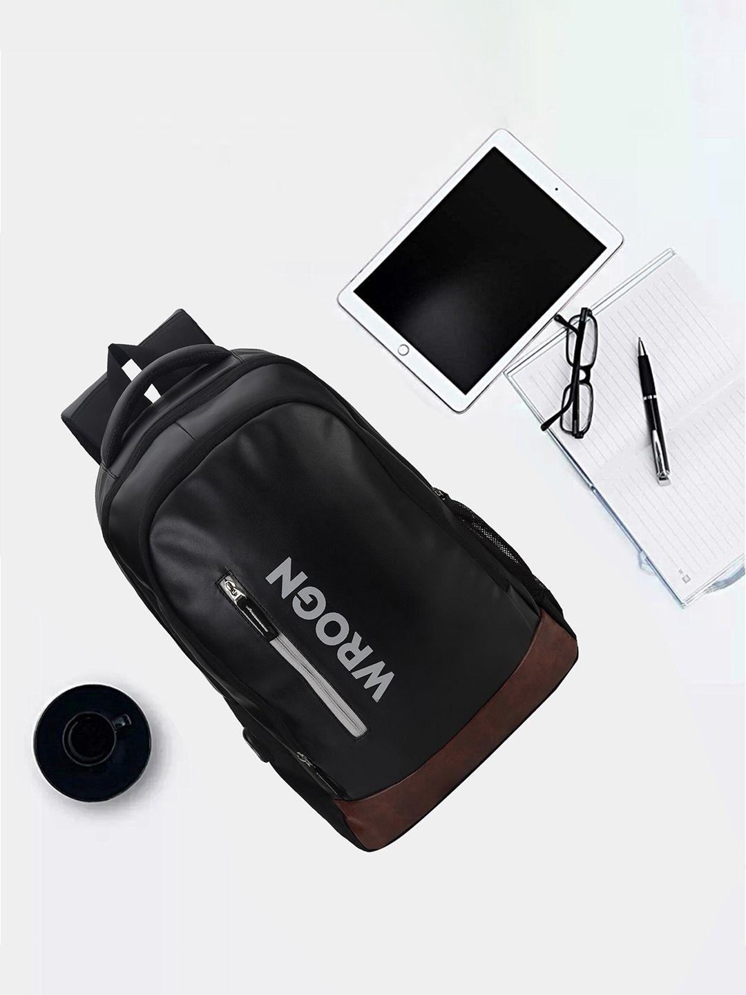 wrogn typography backpack with usb charging port