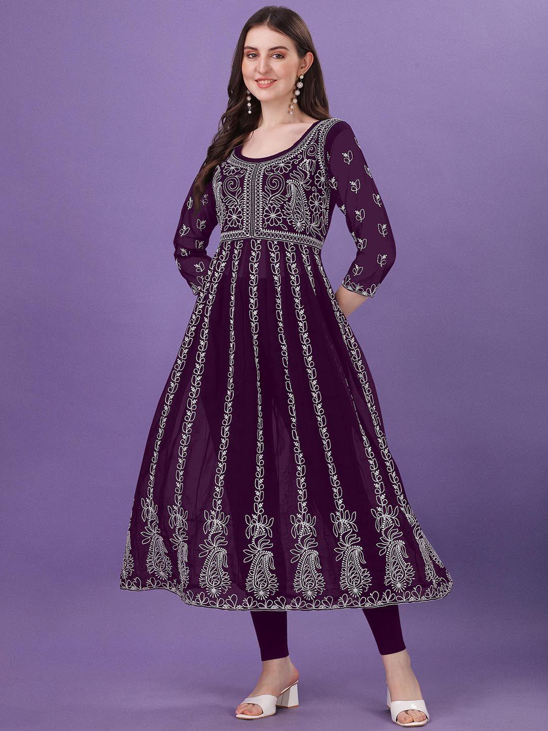 fabfairy paisley embroidered anarkali kurta