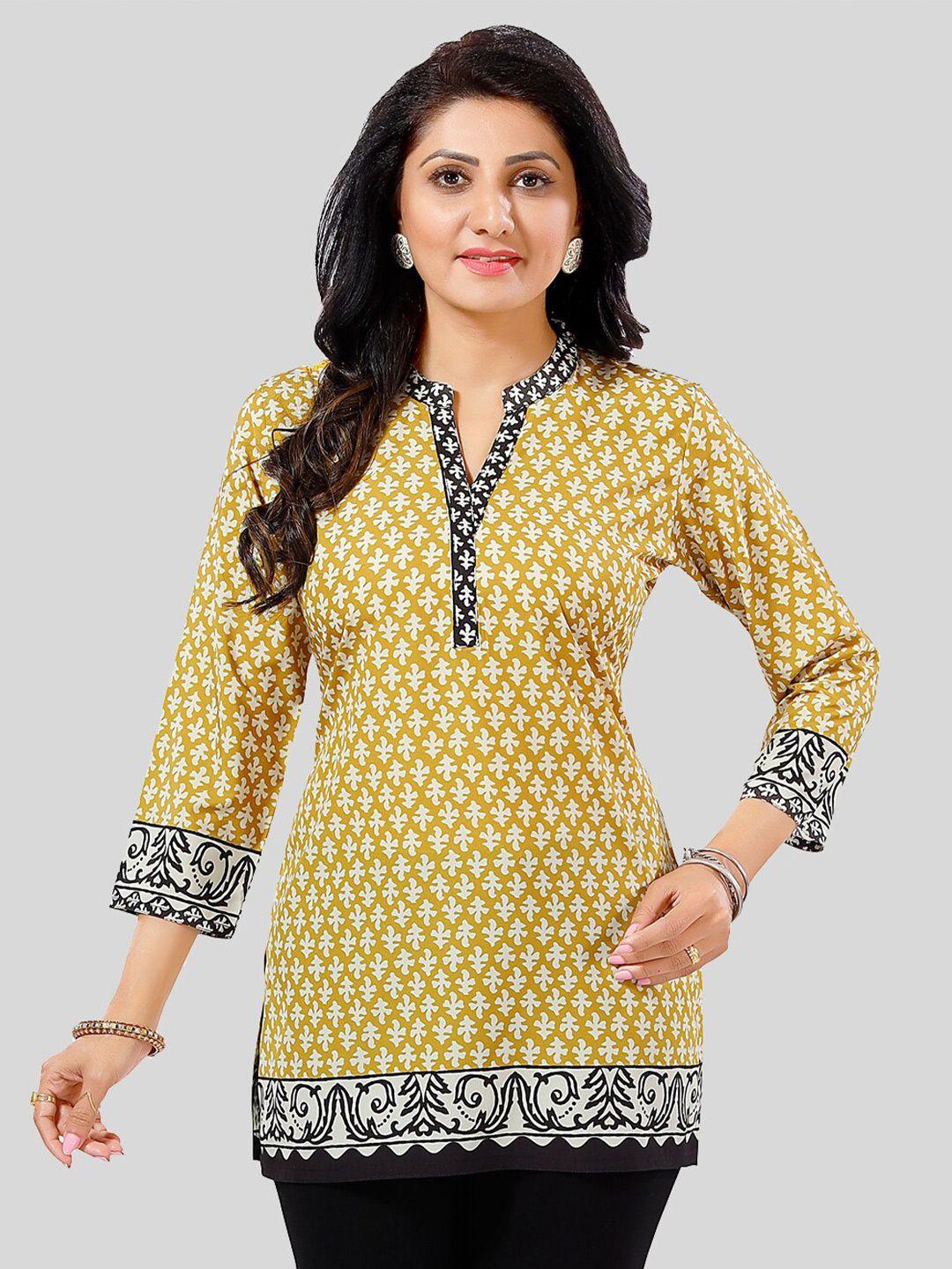 saree swarg ethnic motifs printed mandarin collar kurti