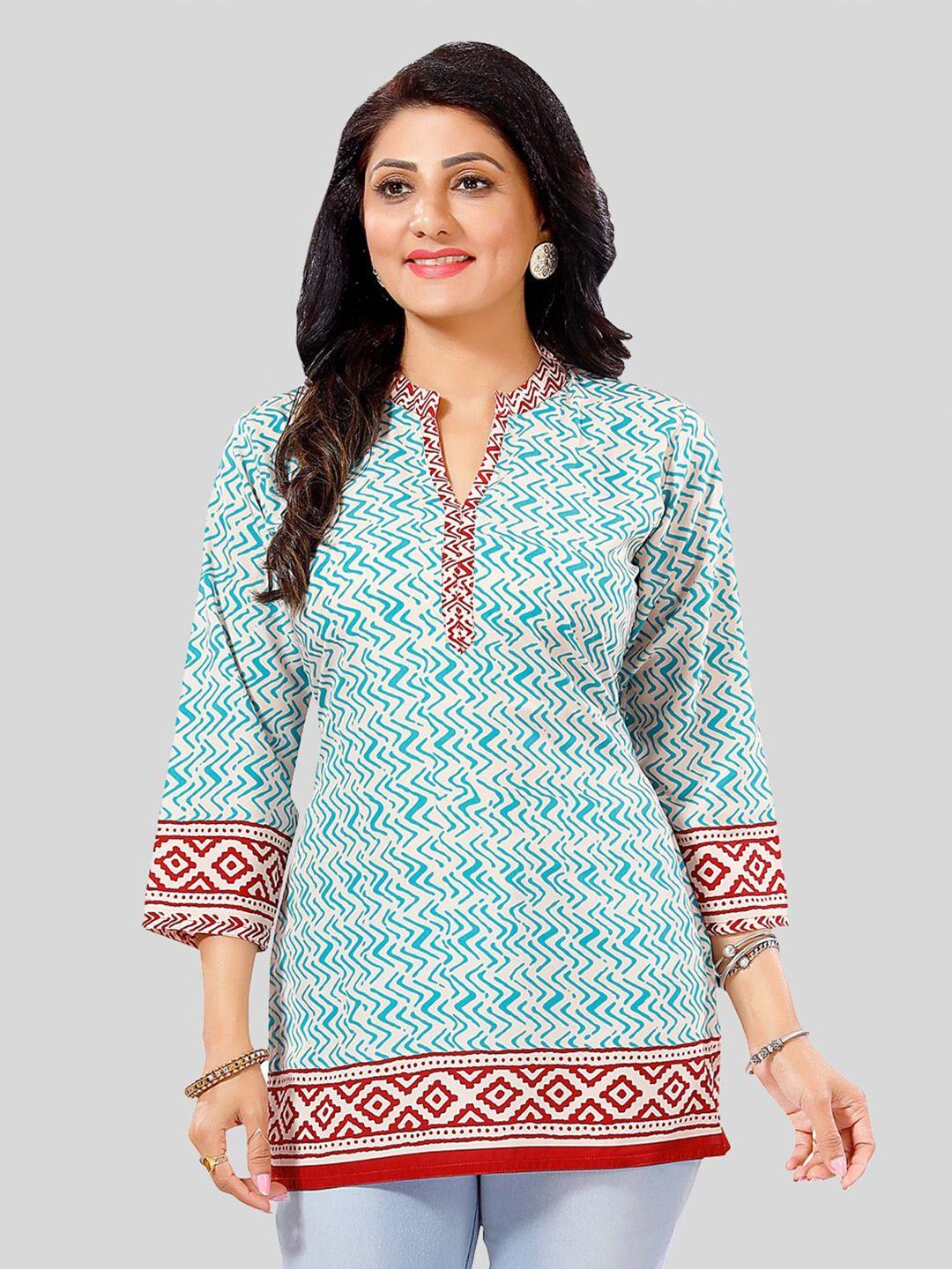 saree swarg quirky printed mandarin collar kurti