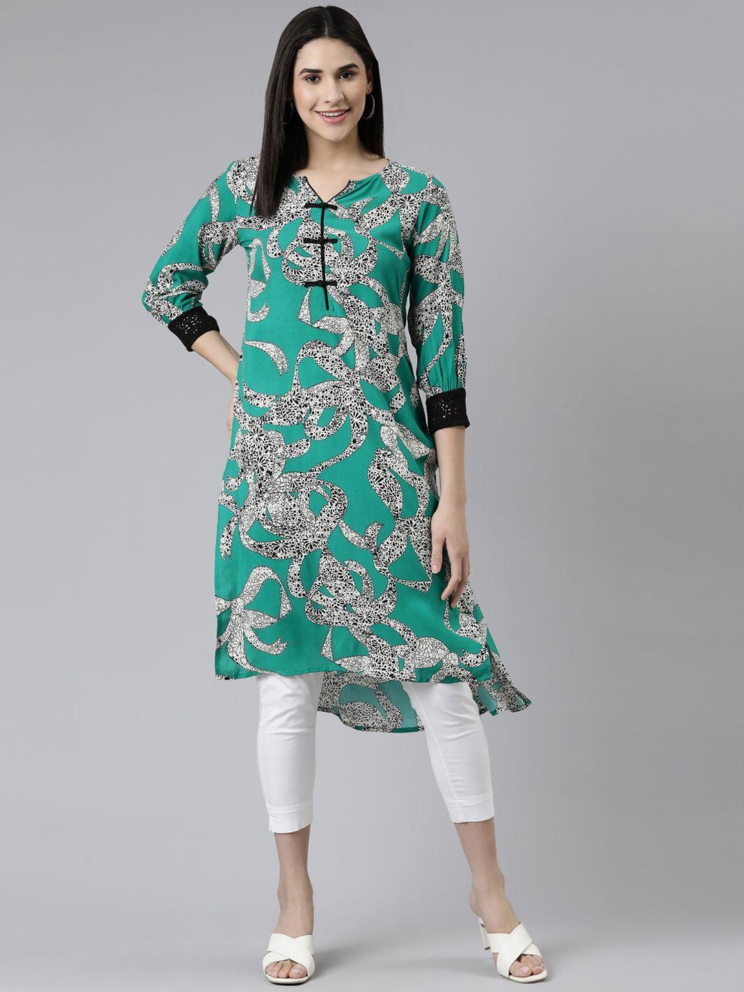 neerus notched neck printed kurta