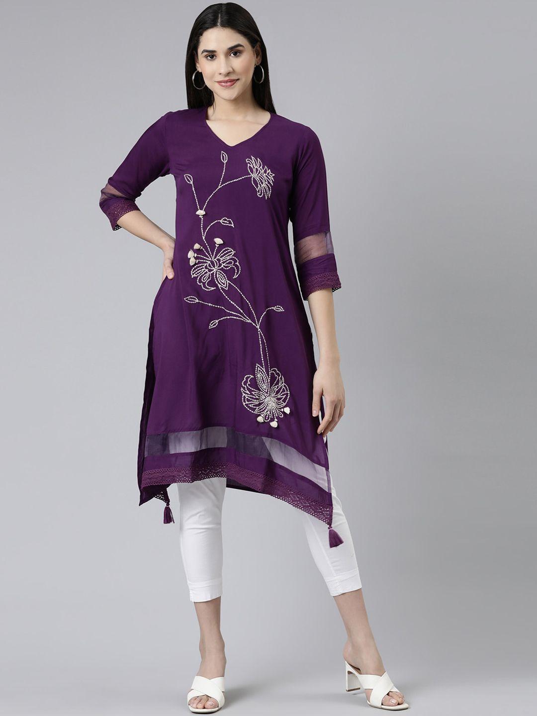 neerus floral embroidered kurta