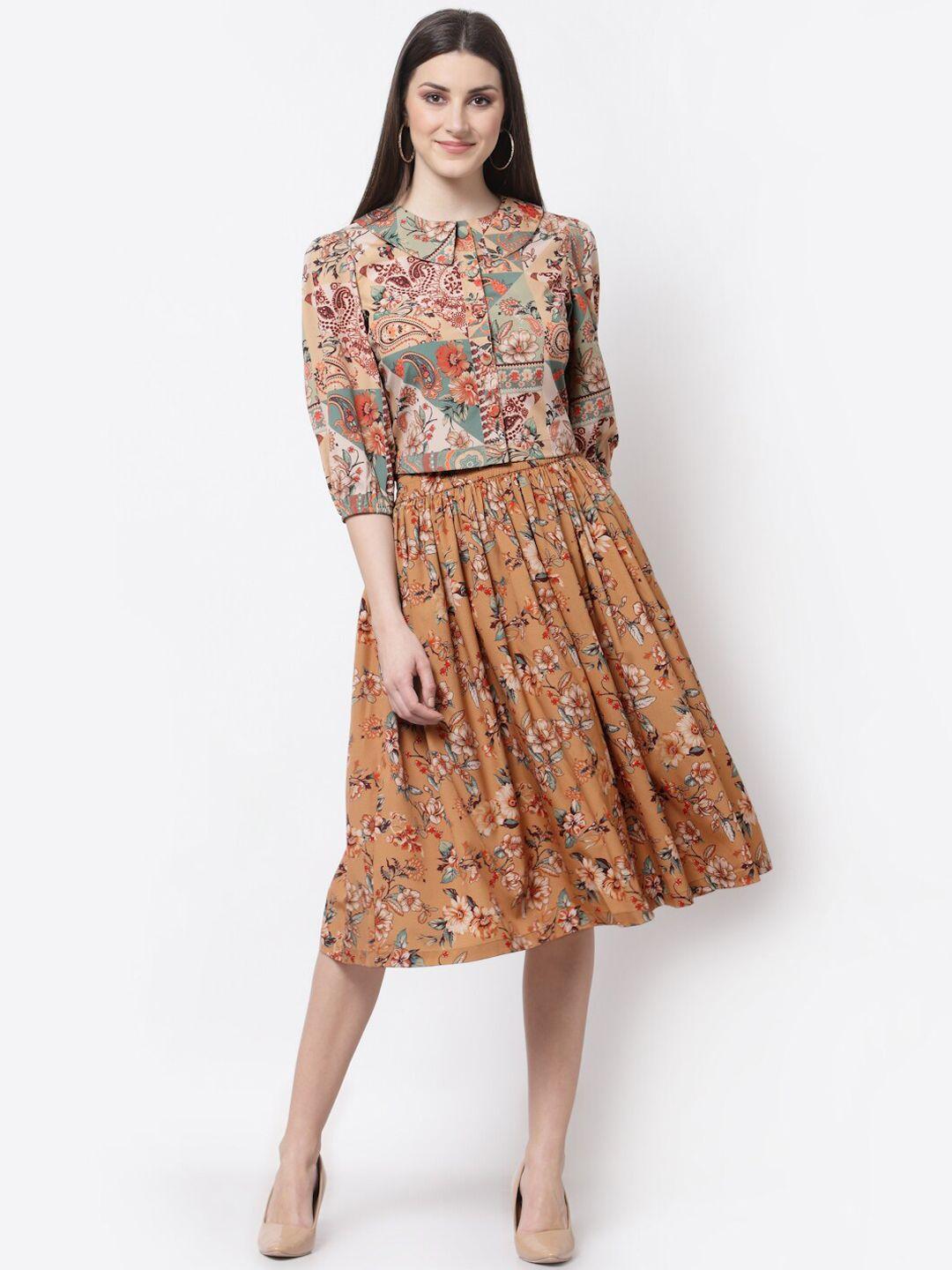 blanc9 women ethnic motifs printed top and skirt co-ords