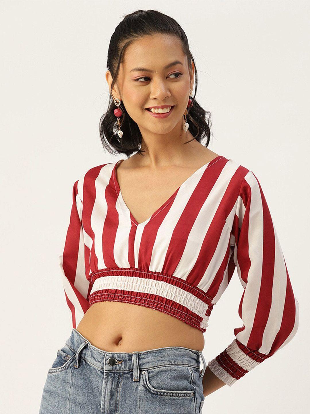 sleek italia striped crepe crop top