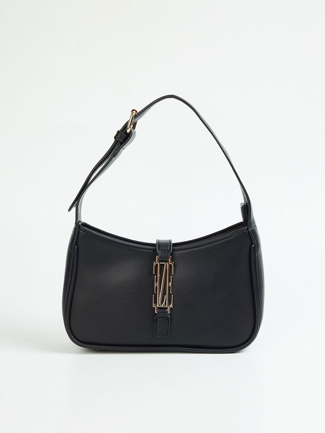 elle black structured handheld bag