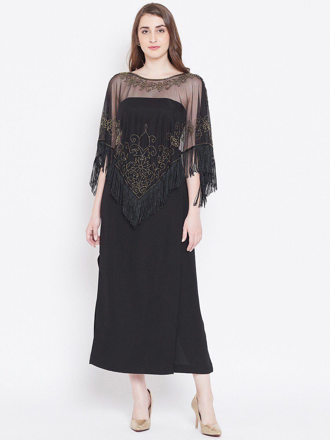 le bourgeois women beads embellished asymmetric sheer shrug