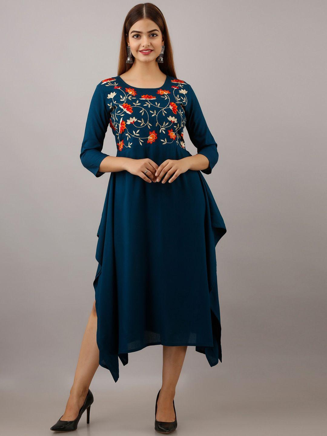 women touch embroidered detail midi dress