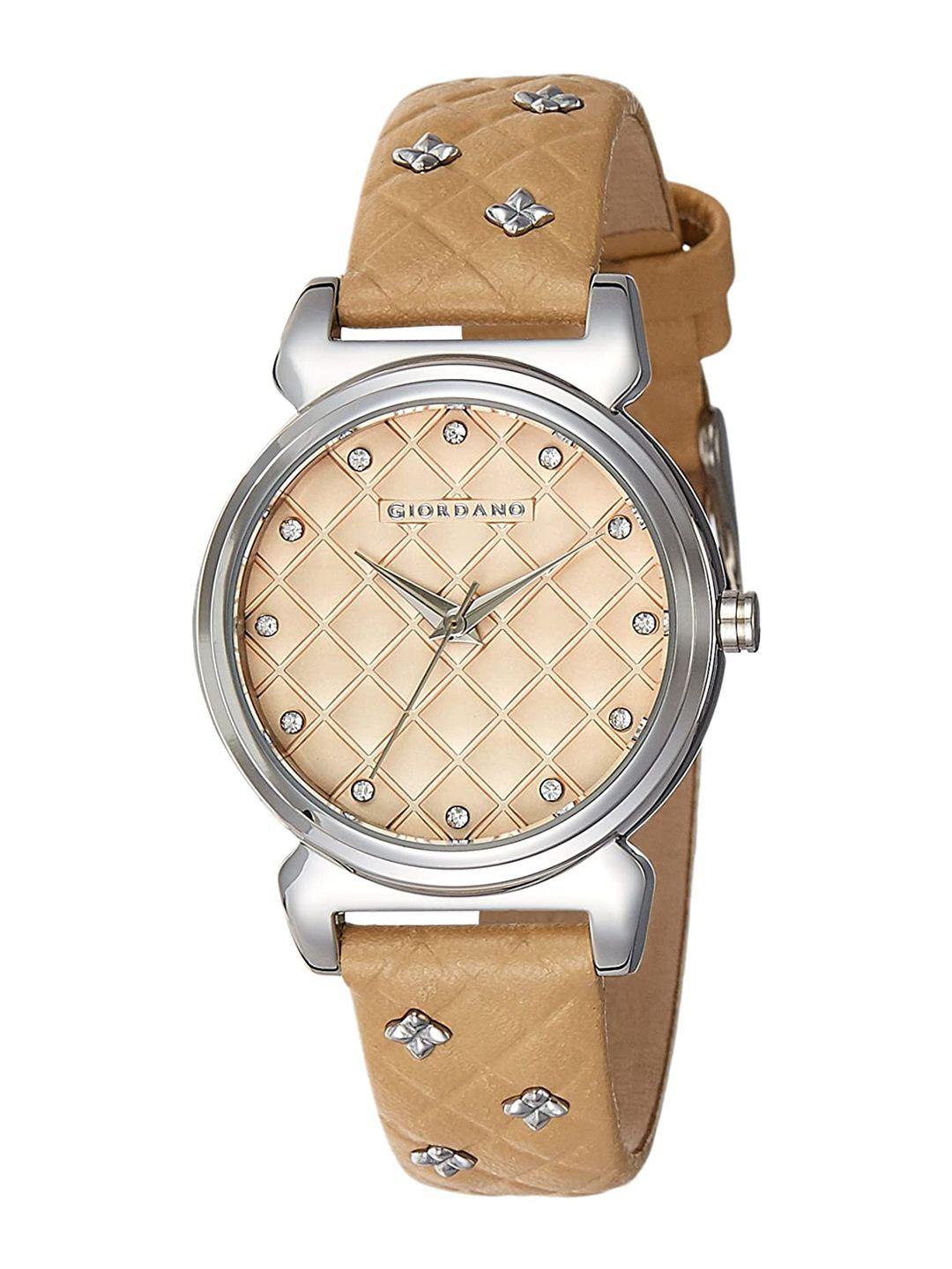 giordano women leather bracelet style straps analogue watch 2794-03