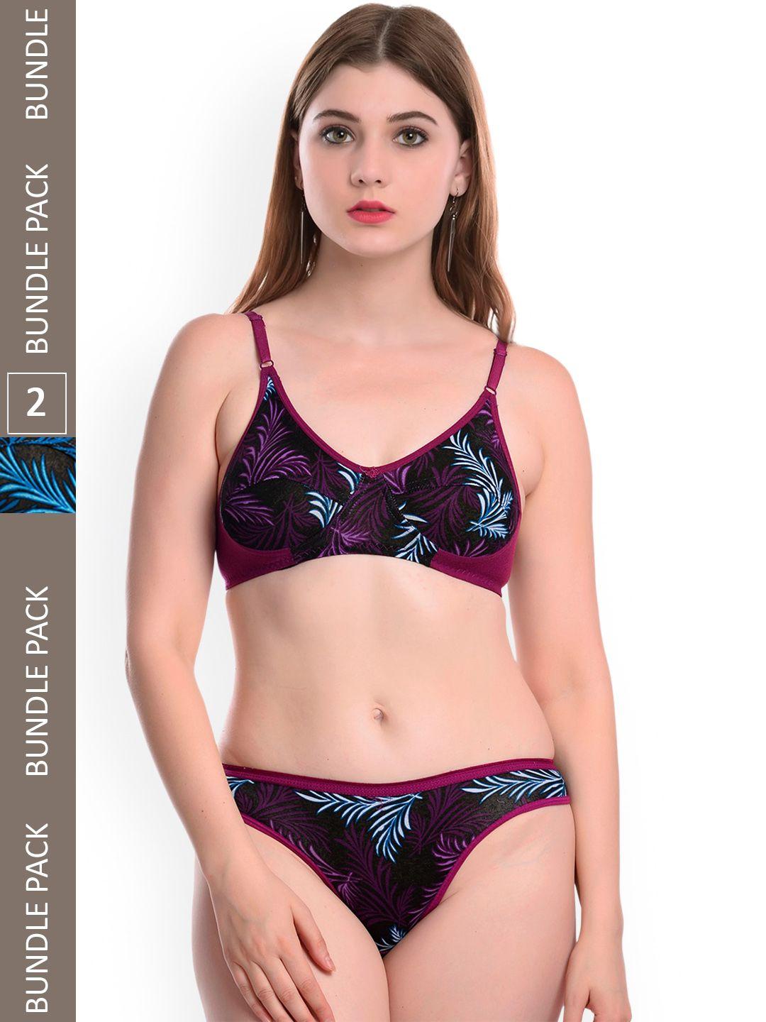 arousy pack of 2 printed cotton lingerie set