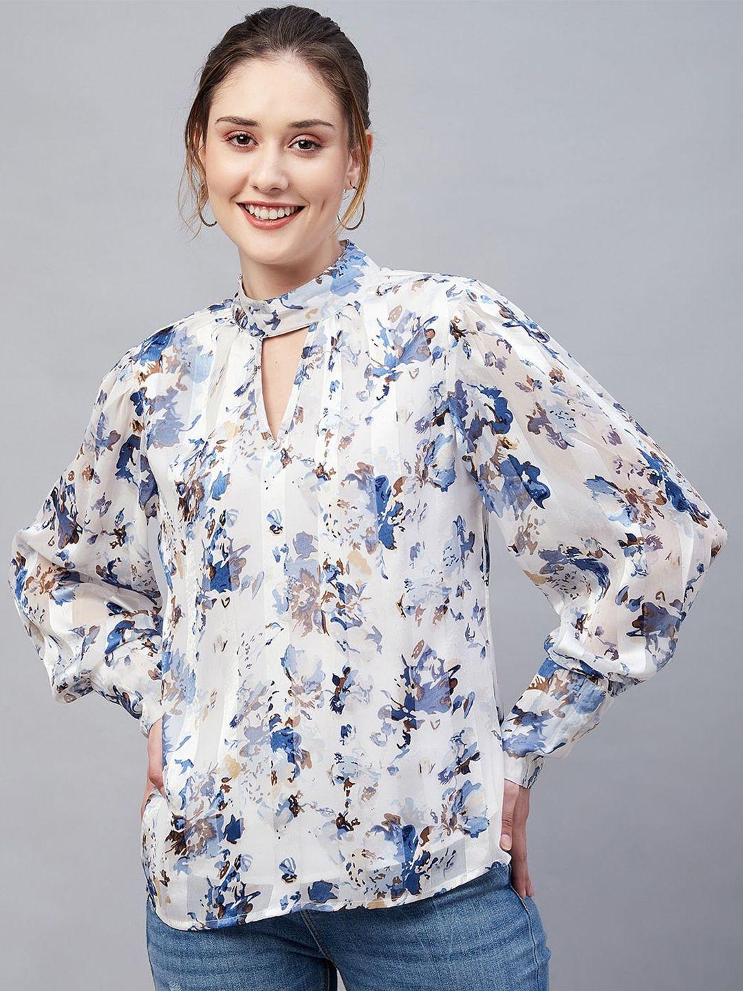 carlton london floral printed high neck satin top