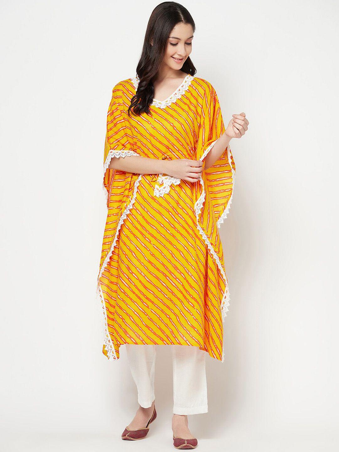 senyora leheriya printed pure cotton kaftan kurta with trousers