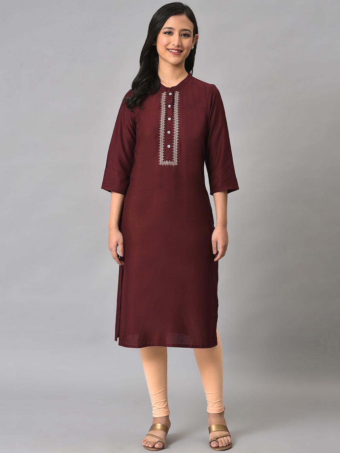 aurelia band collar thread work kurta